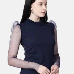 Selvia High Neck Puff Sleeves Fitted Top image 3