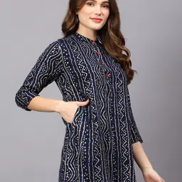 Indietoga Bandhani Print Mandarin Collar Ethnic Top image 2