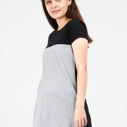 Fleximaa Black & Grey Colourblocked Cotton Longline Regular Top image 4