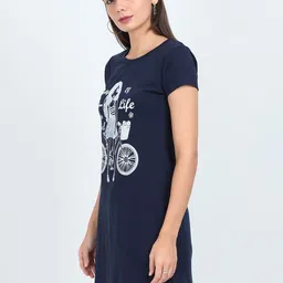 Fleximaa Navy Blue Printed Longline Top image 2