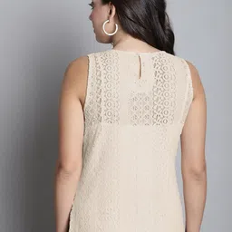 Dressitude Self Designed Round Neck Sheer Lace Top image 5