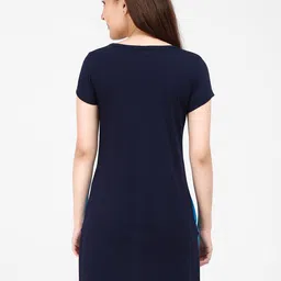 Fleximaa Blue & Navy Blue Colourblocked Longline Top image 5