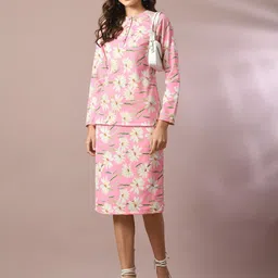 Myshka Floral Printed Band Collar Raglan Sleeves Top image 3