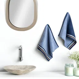 DDecor Blue & Navy Blue 500 GSM Cotton Reversible Face Towel-image-86