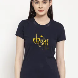 Friskers Women Navy Blue Mahadev Print T-shirt-picture-38