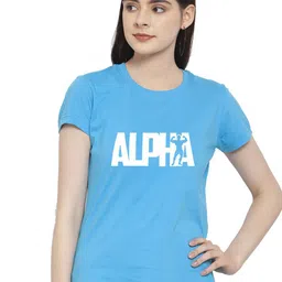 Friskers Women Turquoise Blue Typography Printed Applique T-shirt-image-80