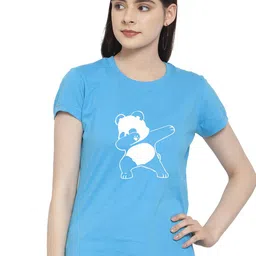 Friskers Women Turquoise Blue & sand dollar Printed Applique T-shirt-image-48
