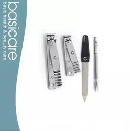 basicare Set Of 4 Black & Silver Nail Clipper Toe Nail Clipper Nail File & Tweezer image 4