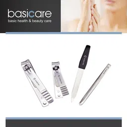 basicare Set Of 4 Black & Silver Nail Clipper Toe Nail Clipper Nail File & Tweezer image 5