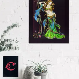 eCraftIndia Black & Green Beautiful Angel Printed Satin Matt Texture UV Wall Art image 1