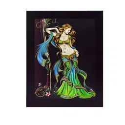 eCraftIndia Black & Green Beautiful Angel Printed Satin Matt Texture UV Wall Art image 2