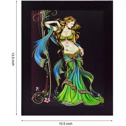 eCraftIndia Black & Green Beautiful Angel Printed Satin Matt Texture UV Wall Art image 3