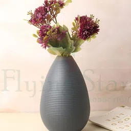 Decor de Maison Black Textured Klova Grpahite Metal Flower vase-image-74