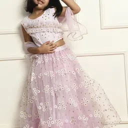 Bella Moda Girls Floral Printed Ready to Wear Lehenga & Blouse With Dupatta image 1