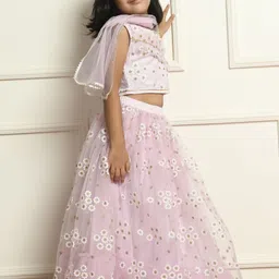 Bella Moda Girls Floral Printed Ready to Wear Lehenga & Blouse With Dupatta image 3