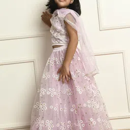 Bella Moda Girls Floral Printed Ready to Wear Lehenga & Blouse With Dupatta image 4