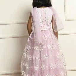 Bella Moda Girls Floral Printed Ready to Wear Lehenga & Blouse With Dupatta image 5
