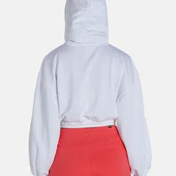 Puma Women White Summer Squeeze Cropped Hoodie Pullover Sweatshirt image 5