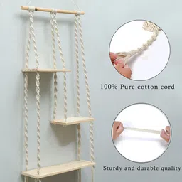 Homesake White 3-Tier Wood Wall Shelves image 2