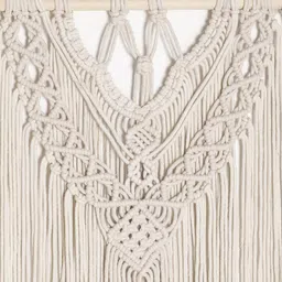 Decazone Beige Wood Macrame Wall Hanging Shelf image 4