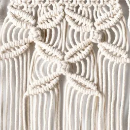 Decazone Beige Wood Macrame Wall Hanging Shelf image 4