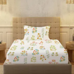 Urban Space Serene 200 TC Cotton Bedsheet With 1 Pillow Cover, Single - Eden White-image-60