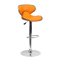 furnistation Marlon Leatherette Bar Stool in Orange Colour image 2