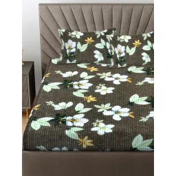 FABINALIV Mouse Floral 300 Tc Woollen King Size Fitted Double Bedsheet With 2 Pillow Covers image 3