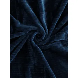 FABINALIV Navy Blue Striped Woollen King Size Fitted Double Bedsheet With 2 Pillow Covers image 4