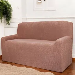 HOUSE OF QUIRK Universal Coffee Brown Self Design Triple Seater Jacquard Sofa Cover-image-66