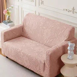 HOUSE OF QUIRK Pink Self Design Jacquard Soft Touching 5 Seater Sofa Cover image 2