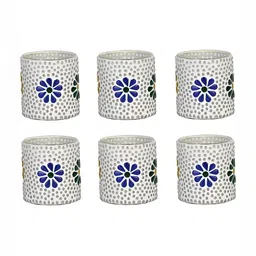 1ST TIME White & Red 6 Pieces Cylindrical Shaped Candle Holders-image-87