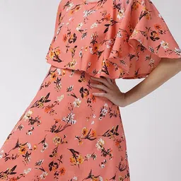 Moda Rapido Floral Print Flutter Sleeve Ruffled Crepe A-Line Maxi Dress image 5