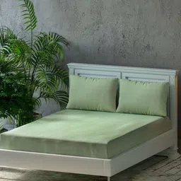 Trance Home Linen Green Cotton 300 TC King Bedsheet Set- 2.74 m x 2.74 m image 4