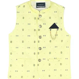 CHARCHIT Boys Printed Mandarin Collar Nehru Jacket With Shirt image 3