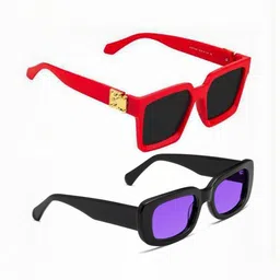 Arzonai Unisex Black Lens & Black Rectangle Sunglasses with UV Protected 2749-picture-13