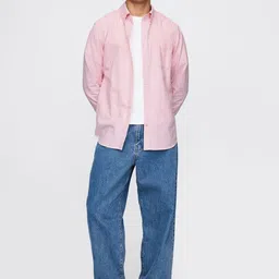 GAP Vertically Striped Button-Down Collar Pure Cotton Shirt image 2