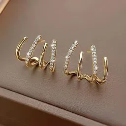 SUBHAGALANKAR Gold-Plated Artificial Stones Studded Classic Shaped Ear Cuff Earrings-picture-34
