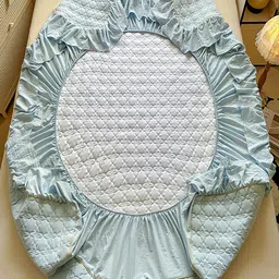 JC HOME Blue Self Design 160 TC Fitted Super King Bedsheet Set 2 m x 2.20 m image 3