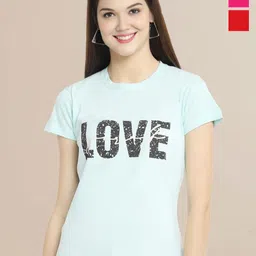 Metronaut Women Pack Of 3 Typography Printed Round Neck Cotton T-shirts-picture-26