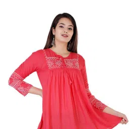 HEBA Solid Embroidered Empire Top-image-34