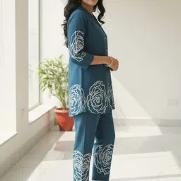COTNUF Printed Mandarin Collar Tunic & Trousers Co-Ords image 2