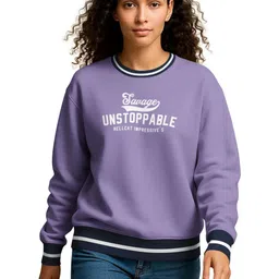 HELLCAT Women Typography Printed Oversized Pullover Sweatshirt-image-13