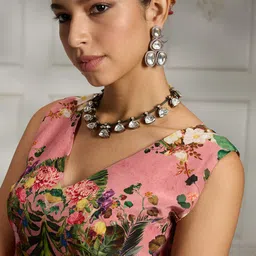 Rivaar By Rocky Star Printed V Neck Top & Skirt With Shrug Co-ords image 5