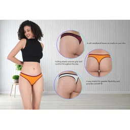 ORLIZEA Pack of 3 Women Low-Rise Cotton Blend Thongs image 4
