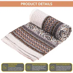 RUBOXA White & Brown Floral 144 TC King Bedsheet with 2 Pillow Covers image 4