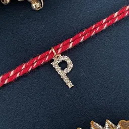 Digital Dress Room American Diamond Studded P Letter Thread Rakhi-picture-23