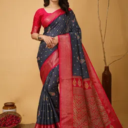 V3 FASHION STUDIO Ethnic Motifs Zari Art Silk Banarasi Saree-image-78