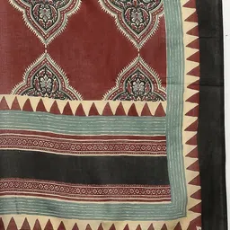 Sangria Printed Sequined Pure Cotton A-Line Kurta & Trousers With Dupatta image 3