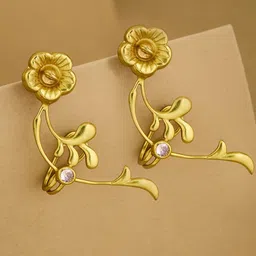 Fabindia Silver Artificial Stones Studded Floral Shaped Ear Cuff Earrings-picture-34